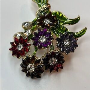 Vintage Napier Floral Bouquet Brooch with Multicolor Crystals
